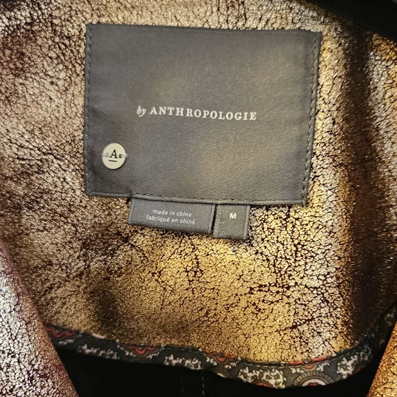 Rose Gold Metallic Gold Women's Crop Jacket From Anthropologie - Picture 7 of 10